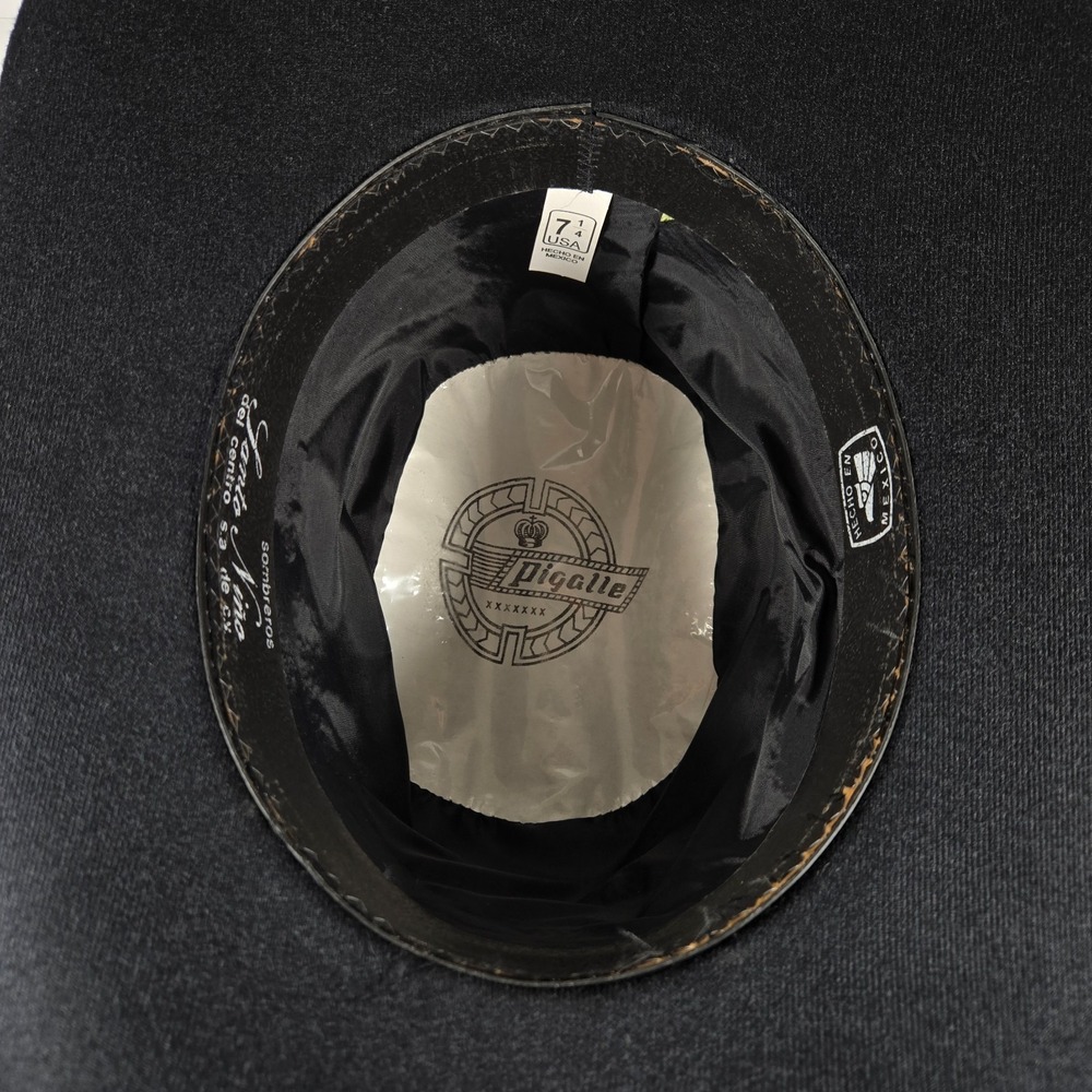 Vintage Pigalle XXXXXXX Sombrero Santo Nino Black Felt Western Hat Size‎ 7 1/4 - Picture 12 of 16